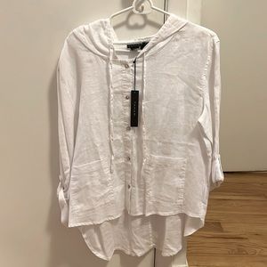 Tahari 100% linen long sleeve shirt